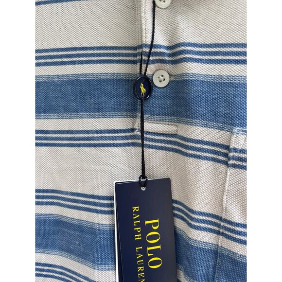 Polo Ralph Lauren Classic Fit Striped Mesh Polo Shirt, Men S, Blue Patina Stripe - Picture 9 of 10